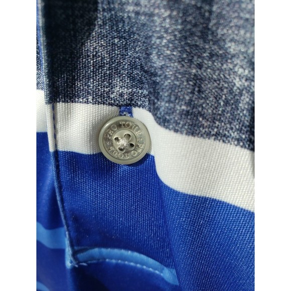 PGA Tour Men's Golf Short Sleeve Polo Blue/Charcoal Striped Shirt Size XL - Picture 5 of 10